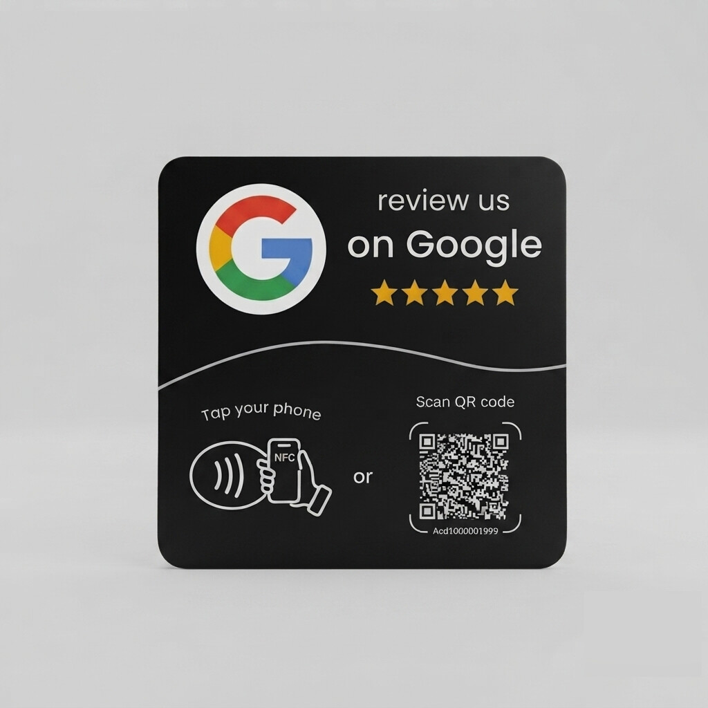 NFC kartička Google recenze – černá varianta 10 × 10 cm